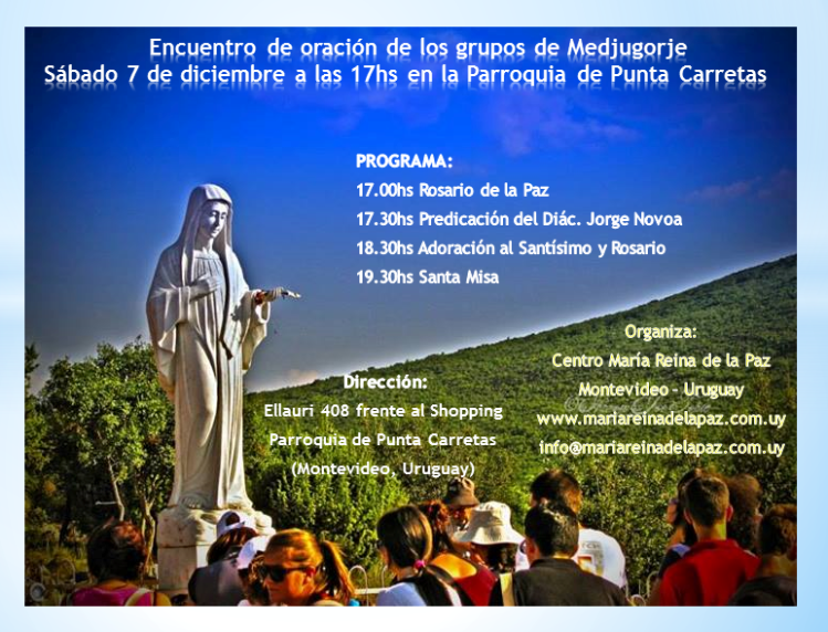 Invitación al encuentro de los grupos de oración de Medjugorje - 7 de diciembre de 2013