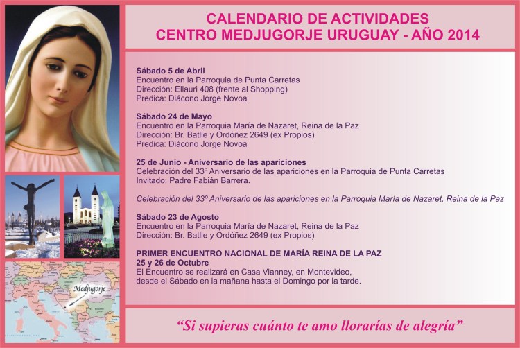 Afiche Actividades Centro Medjugorje Uruguay