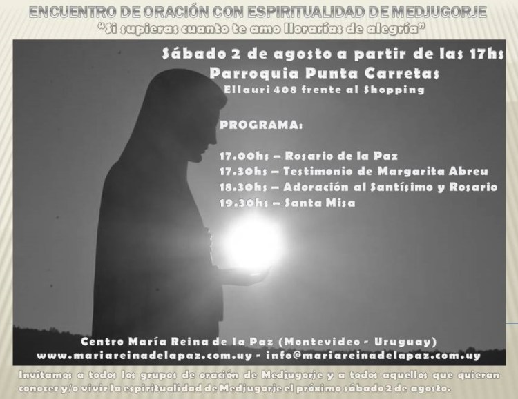 Invitación para el sábado 2 de agosto de 2014 - Parroquia Punta Carretas