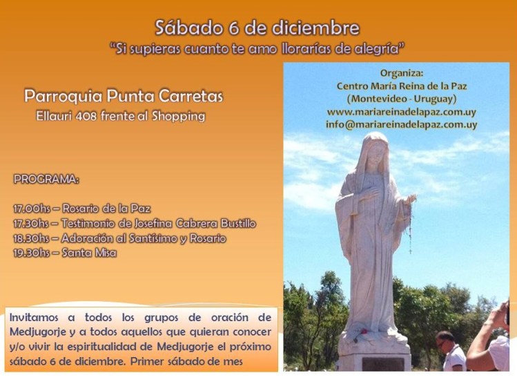 Invitación al encuentro de Medjugorje el próximo sábado 6 de diciembre de 2014