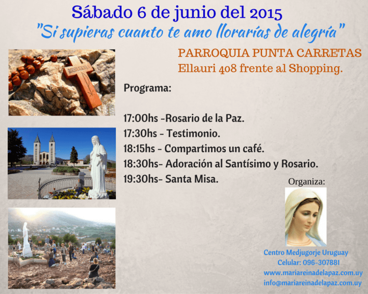 Encuentro de oración con espiritualidad de Medjorje el sábado 6 de junio de 2015