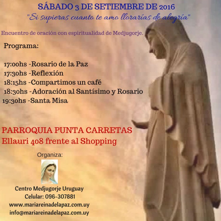 Encuentro co espiritualidad de Medjugorje el sábado 3 de desptiembre de 2016